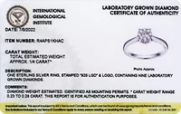 1/4 CT TW Lab Grown Diamond Ring Rhodium Plated Sterling Silver