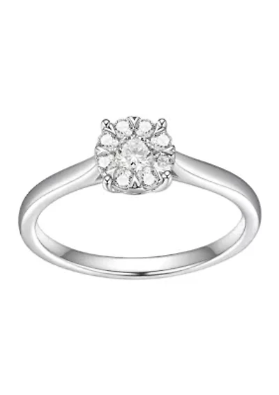 1/3 CT TW Lab Grown Diamond Rhodium Plated Sterling Silver Round Ring