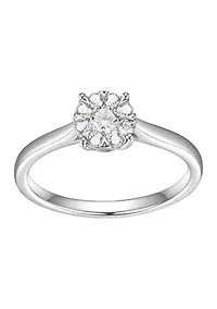 1/3 CT TW Lab Grown Diamond Rhodium Plated Sterling Silver Round Ring