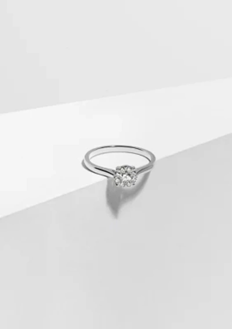 1/3 CT TW Lab Grown Diamond Rhodium Plated Sterling Silver Round Ring