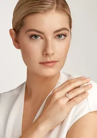 1/3 CT TW Lab Grown Diamond Rhodium Plated Sterling Silver Round Ring