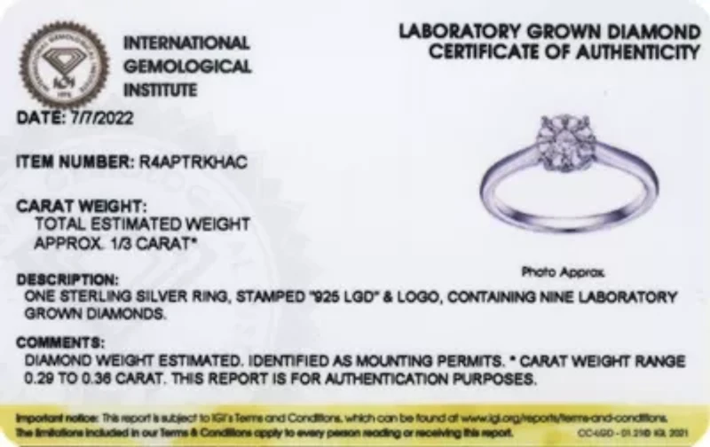 1/3 CT TW Lab Grown Diamond Rhodium Plated Sterling Silver Round Ring