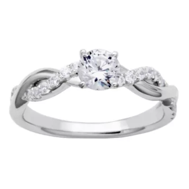 Lab Created 3/4 CT TW Lab Grown Diamond Twist Ring in Platinum Over Sterling Silver