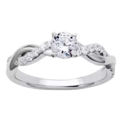 Lab Created 3/4 CT TW Lab Grown Diamond Twist Ring in Platinum Over Sterling Silver