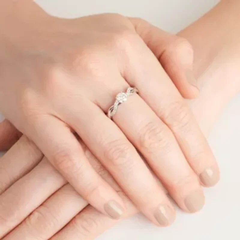 Lab Created 3/4 CT TW Lab Grown Diamond Twist Ring in Platinum Over Sterling Silver