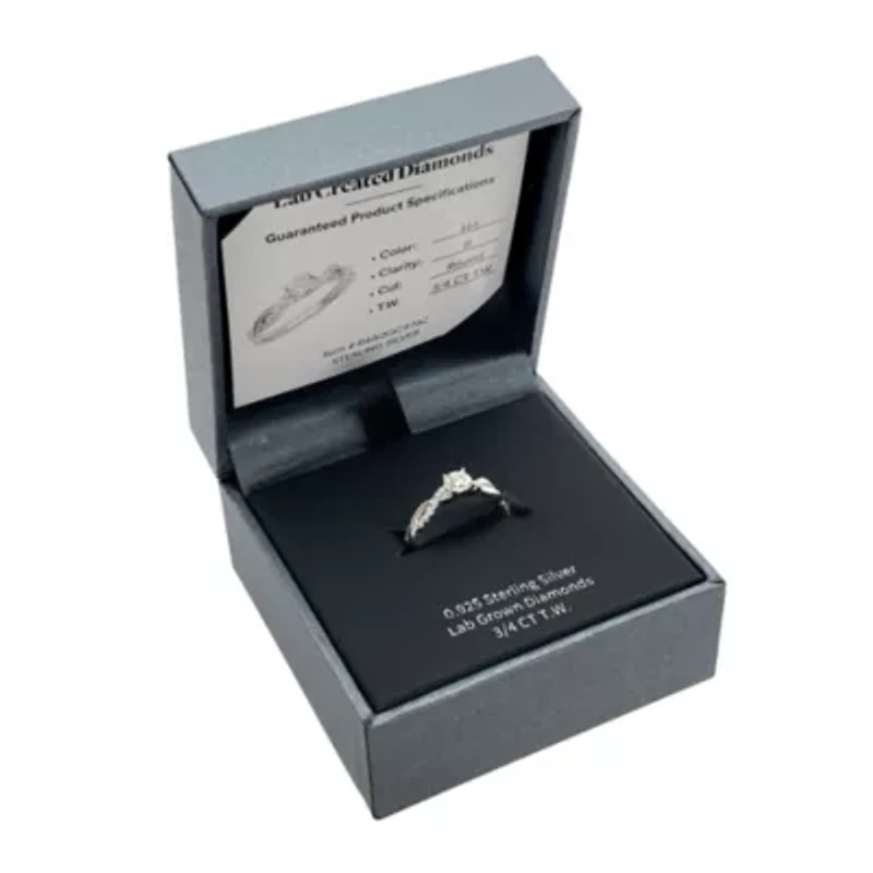 Lab Created 3/4 CT TW Lab Grown Diamond Twist Ring in Platinum Over Sterling Silver