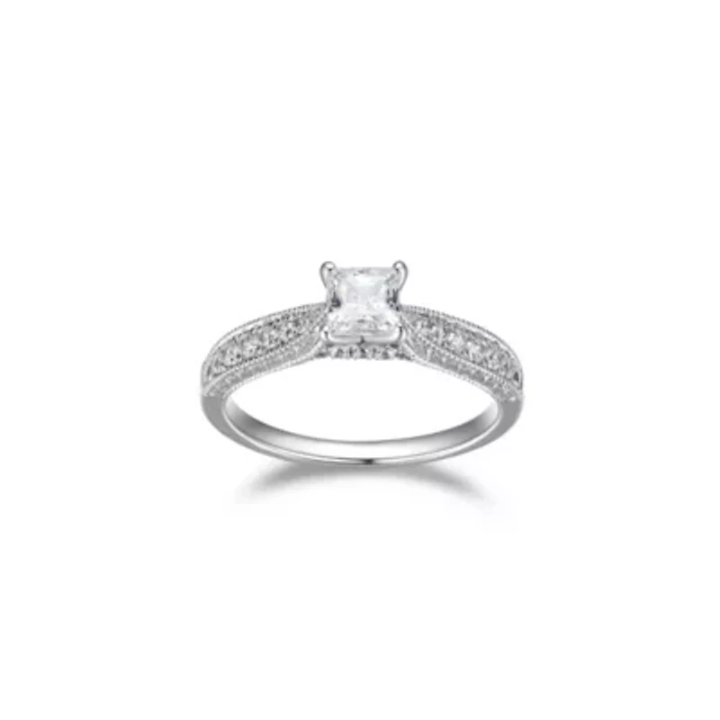 Lab Created 3/4 CT TW Lab Grown Diamond Engagement Ring in Platinum Over Sterling Silver