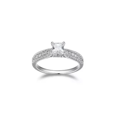 Lab Created 3/4 CT TW Lab Grown Diamond Engagement Ring in Platinum Over Sterling Silver