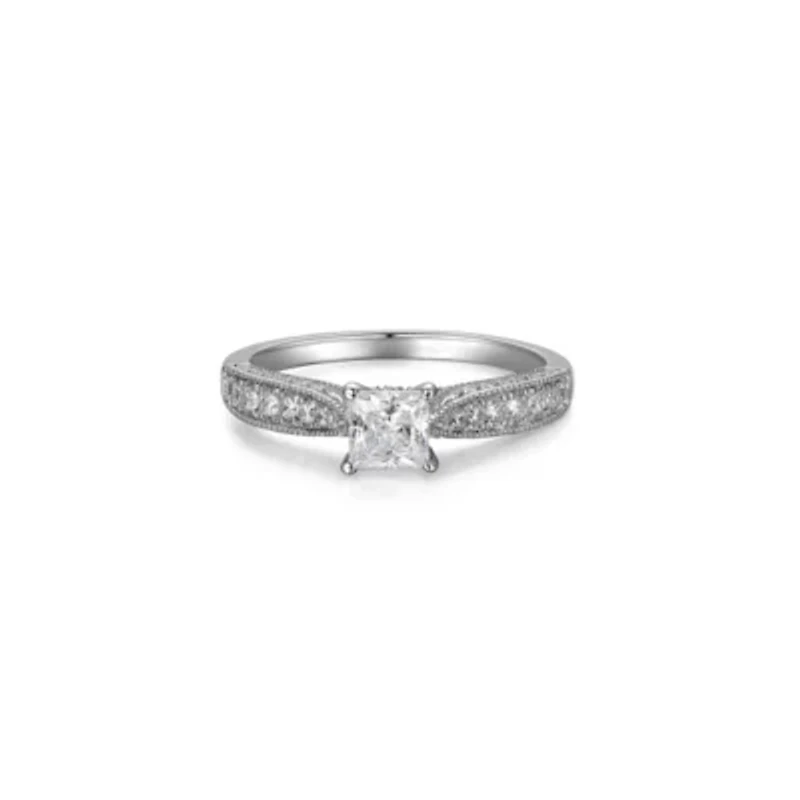 Lab Created 3/4 CT TW Lab Grown Diamond Engagement Ring in Platinum Over Sterling Silver