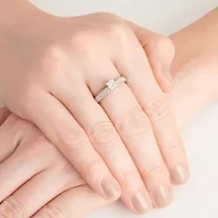 Lab Created 3/4 CT TW Lab Grown Diamond Engagement Ring in Platinum Over Sterling Silver