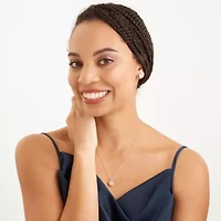 Created White Sapphire Two-Tone Earring and Necklace Set in Sterling Silver