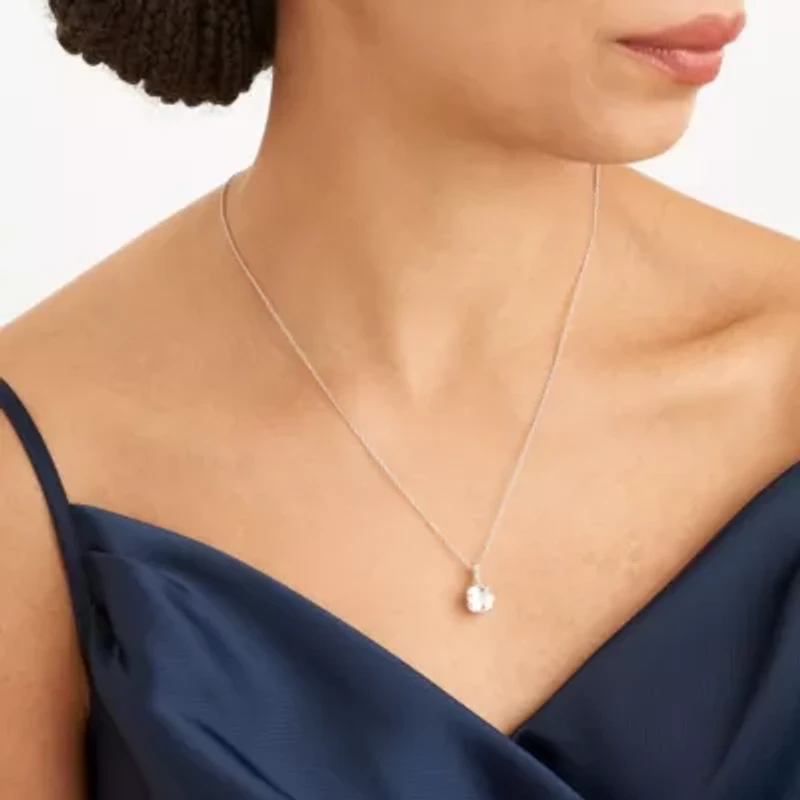 Created White Sapphire Two-Tone Earring and Necklace Set in Sterling Silver
