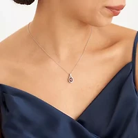 Genuine Garnet and Created White Sapphire Oval Halo Necklace and Earring Set in Sterling Silver