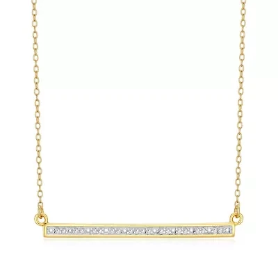 1/10 cttw Diamond  Horizontal Bar Necklace in 18k Yellow Gold Plated Sterling Silver
