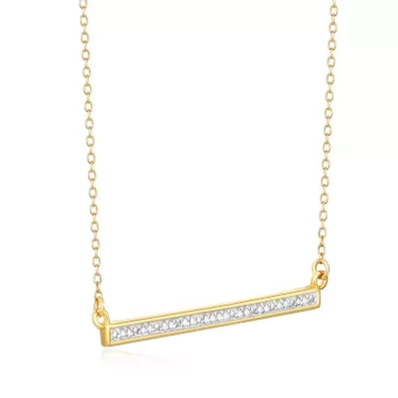 1/10 cttw Diamond  Horizontal Bar Necklace in 18k Yellow Gold Plated Sterling Silver