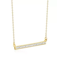 1/10 cttw Diamond  Horizontal Bar Necklace in 18k Yellow Gold Plated Sterling Silver