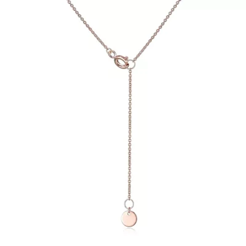 18K Rose Gold Plated Sterling Silver Women's Created Pink Sapphire and Lab Grown Diamond Halo Heart Necklace