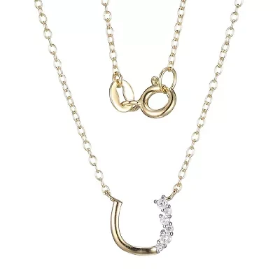 1/15 cttw Diamond Offset Horseshoe Necklace in 18k Yellow Gold Plated Sterling Silver with 18" Chain