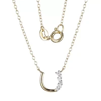 1/15 cttw Diamond Offset Horseshoe Necklace in 18k Yellow Gold Plated Sterling Silver with 18" Chain