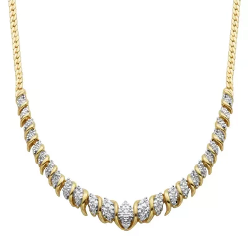 1/10 cttw Diamond V Necklace in 18k Yellow Gold Plated Sterling Silver