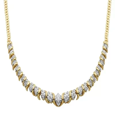 1/10 cttw Diamond V Necklace in 18k Yellow Gold Plated Sterling Silver