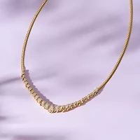 1/10 cttw Diamond V Necklace in 18k Yellow Gold Plated Sterling Silver