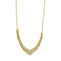 1/10 cttw Diamond V Necklace in 18k Yellow Gold Plated Sterling Silver