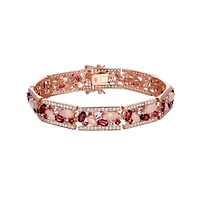 Rose Quartz, Rhodolite, Pink Amethyst and Created White Sapphire 18K Rose Gold Plated Sterling Silver Bracelet