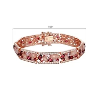 Rose Quartz, Rhodolite, Pink Amethyst and Created White Sapphire 18K Rose Gold Plated Sterling Silver Bracelet