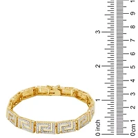 1/10 cttw Diamond Greek Key Bracelet in 18k Yellow Gold Plated Sterling Silver