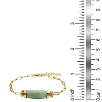 18k Gold Plated Sterling Silver Genuine Jade and Cubic Zirconia Paperclip Bracelet