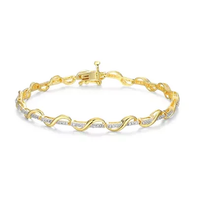 1/10 cttw Diamond Twist Bracelet in 18k Yellow Gold Plated Sterling Silver