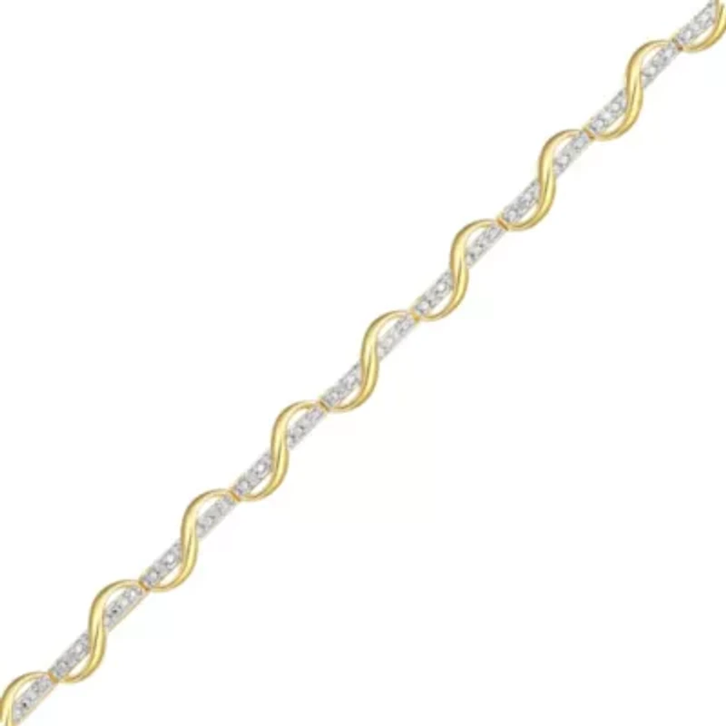 1/10 cttw Diamond Twist Bracelet in 18k Yellow Gold Plated Sterling Silver