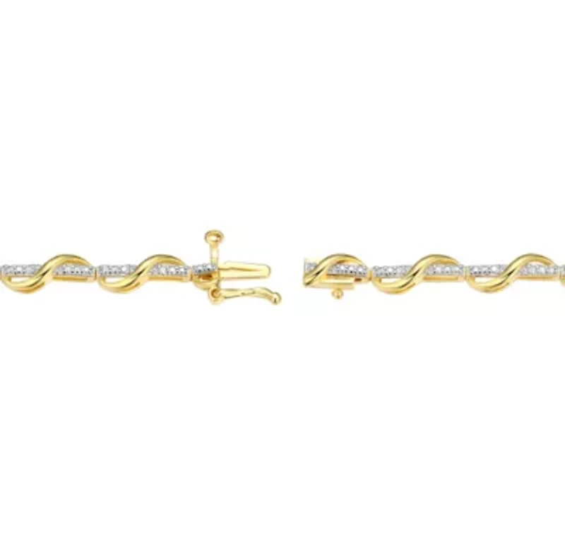 1/10 cttw Diamond Twist Bracelet in 18k Yellow Gold Plated Sterling Silver