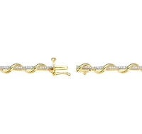 1/10 cttw Diamond Twist Bracelet in 18k Yellow Gold Plated Sterling Silver