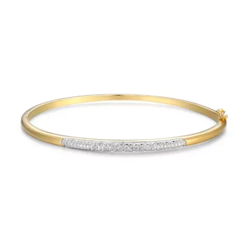 1/10 cttw Diamond Station Stackable Bangle Bracelet in 18k Yellow Gold and Rhodium Plated Sterling Silver