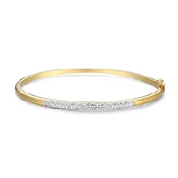 1/10 cttw Diamond Station Stackable Bangle Bracelet in 18k Yellow Gold and Rhodium Plated Sterling Silver