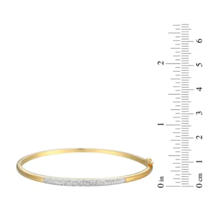 1/10 cttw Diamond Station Stackable Bangle Bracelet in 18k Yellow Gold and Rhodium Plated Sterling Silver