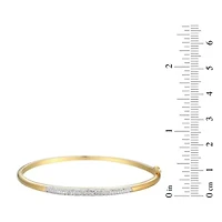 1/10 cttw Diamond Station Stackable Bangle Bracelet in 18k Yellow Gold and Rhodium Plated Sterling Silver