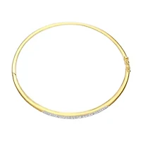 1/10 cttw Diamond Station Stackable Bangle Bracelet in 18k Yellow Gold and Rhodium Plated Sterling Silver