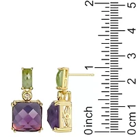 Genuine Amethyst and Peridot Earrings in 18K Gold-plated Sterling Silver