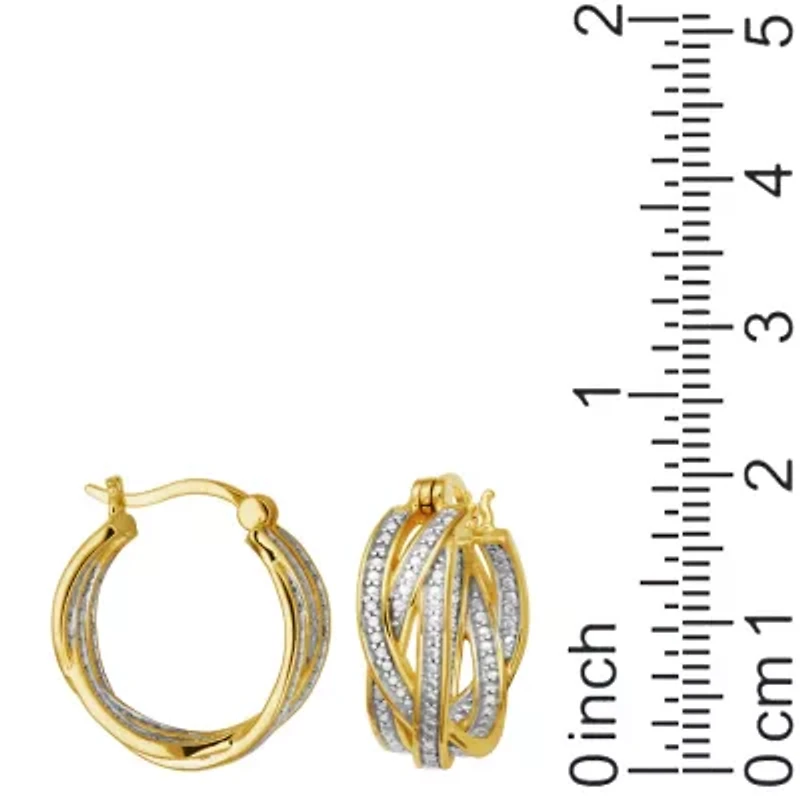 Diamond Accent Braided Hoop Earrings in 18k Yellow Gold Plated Sterling Silver