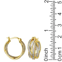 Diamond Accent Braided Hoop Earrings in 18k Yellow Gold Plated Sterling Silver