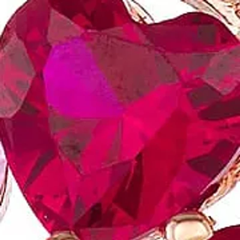 Created Ruby and Pink and white Sapphire Cluster Heart Pendant In 18K Rose Gold Plated Sterling Silver