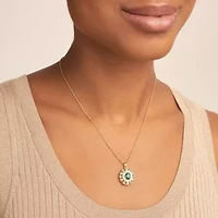 Genuine London Blue Topaz, Created Opal and Genuine Peridot Pendant in 18K Gold-plated Sterling Silver