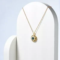 Genuine London Blue Topaz, Created Opal and Genuine Peridot Pendant in 18K Gold-plated Sterling Silver