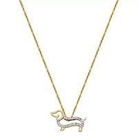 1/6 cttw Diamond Dachshund Pendant in 18k Yellow Gold Plated Sterling Silver with 18" Chain