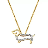 1/6 cttw Diamond Dachshund Pendant in 18k Yellow Gold Plated Sterling Silver with 18" Chain