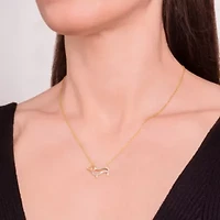 1/6 cttw Diamond Dachshund Pendant in 18k Yellow Gold Plated Sterling Silver with 18" Chain