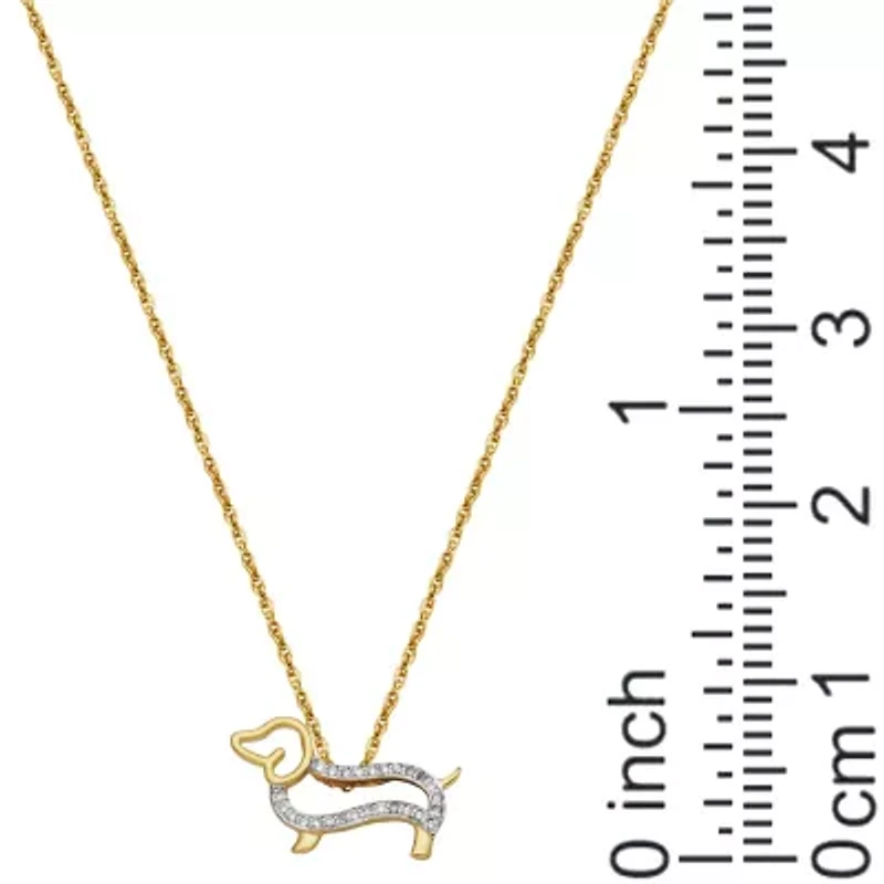 1/6 cttw Diamond Dachshund Pendant in 18k Yellow Gold Plated Sterling Silver with 18" Chain